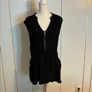 Black Sleeveless Zip-Up Dress